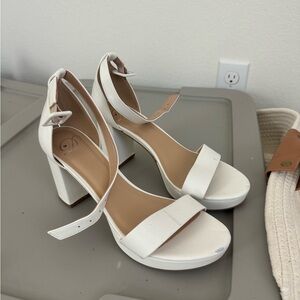Elegant White Ankle Strap Heels